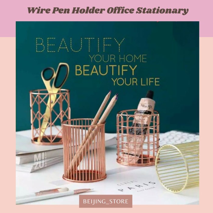 

Wire Pen Holder Office Stationery Pencil Stand Tempat Alat Tulis ATK