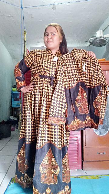 Baju Batik Couple Gamis Jumbo Murah Pasangan Modern Muslim | K016-43 Balqis Wg