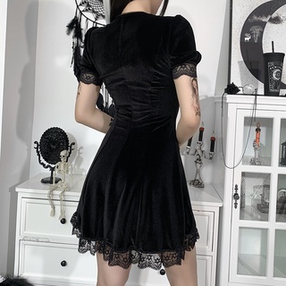 Casual Lace Edge Vintage Classic Black Dress 8623 (S/M/L)