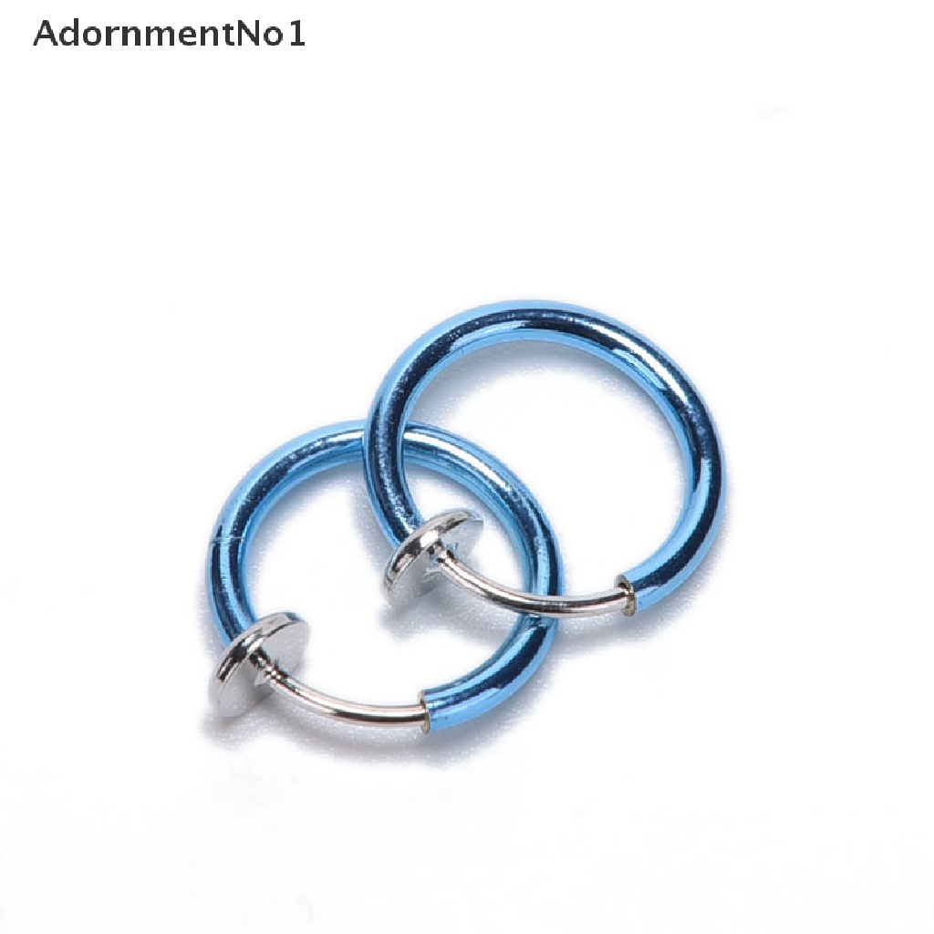 (AdornmentNo1) 2pcs / Set Anting Tindik Palsu Model Klip On Gaya Punk Untuk Unisex / Pria / Wanita