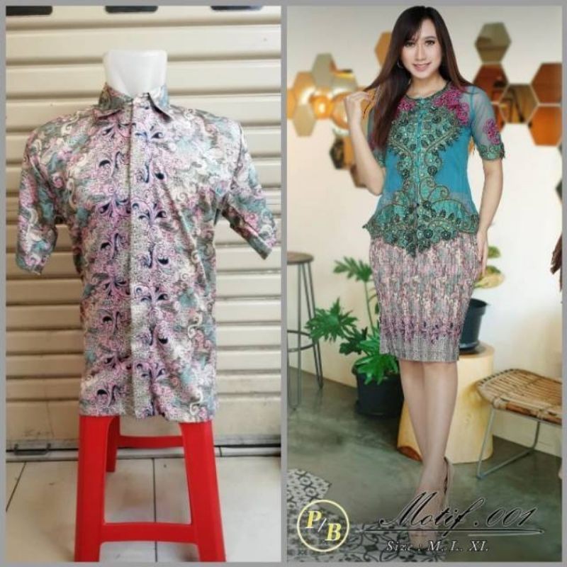 REALPICT COUPLE KEBAYA PAYET BORDIR/KEMEJA BATIK/SERAGAMAN KEBAYA NATAL