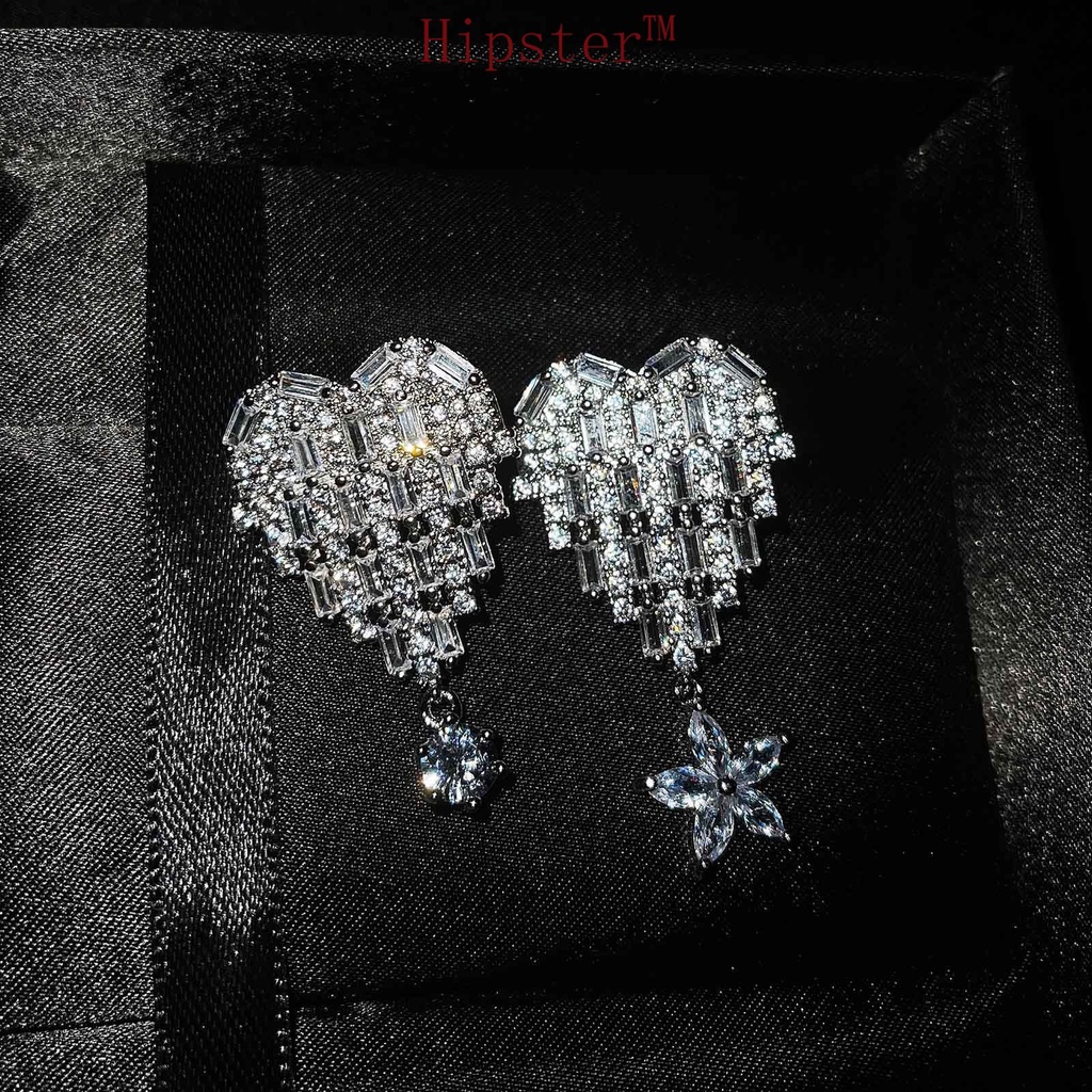 New Fashion Hot Sale Classic Micro-Inlaid Diamond Love Heart-Shaped Asymmetric Earrings