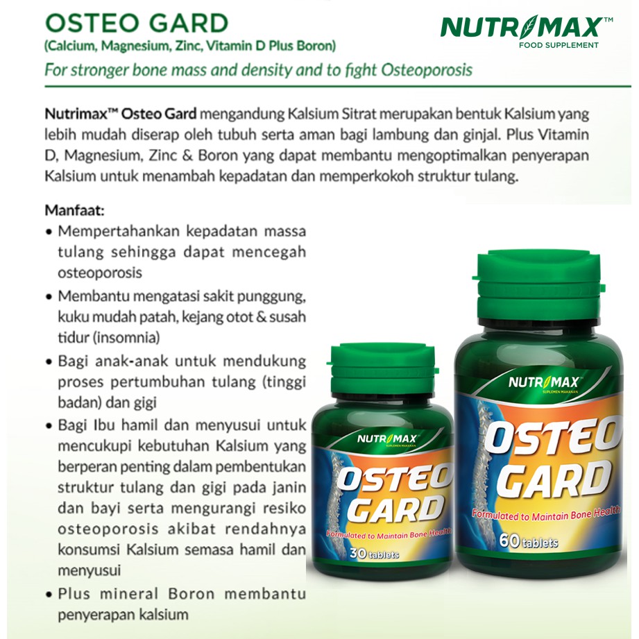 BPOM NUTRIMAX OSTEO GARD ISI 30 / VITAMIN PENCEGAH OSTEOPOROSIS / VITAMIN TULANG KEROPOS / SYE