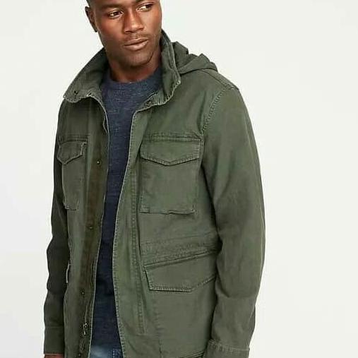 JAKET PARKA OLD NAVY HIDDEN HOOD MILITARY ARMY GREEN BIGSIZE HIKING