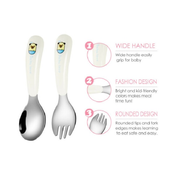 SSGP Stainless Steel Baby Spoon Fork Set - Set Alat Makan Bayi Premium