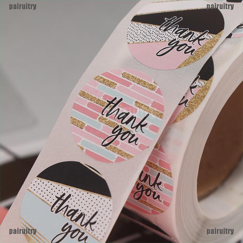 500 Pcs Stiker label Segel Desain thank you Untuk Scrapbook