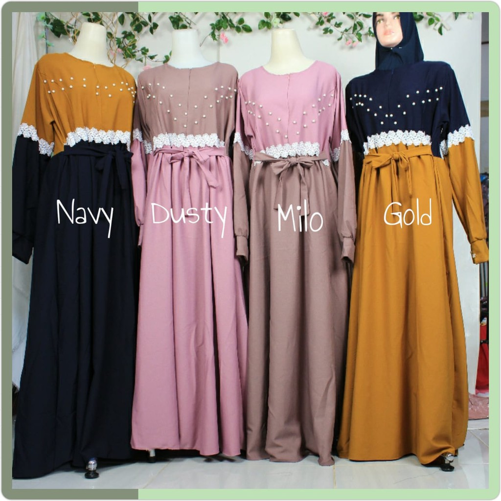 GAMIS itycrepe mutiara CLARISSA ORIGINAL VIOLA DAN CLA MAXY DRESS