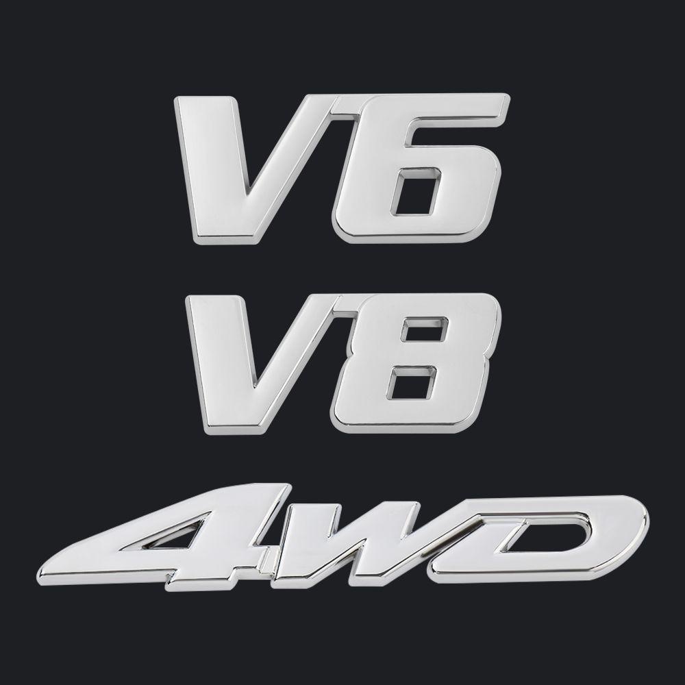 Populer 3D Auto Decal DIY 4WD V6 V8 Emblem Badge Tutup Bagasi