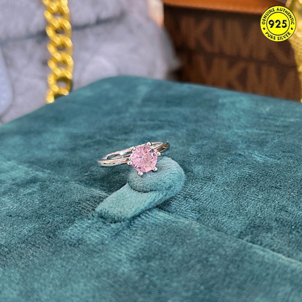 Cincin Berlian 1 Karat Enam Cakar Klasik Warna Pink