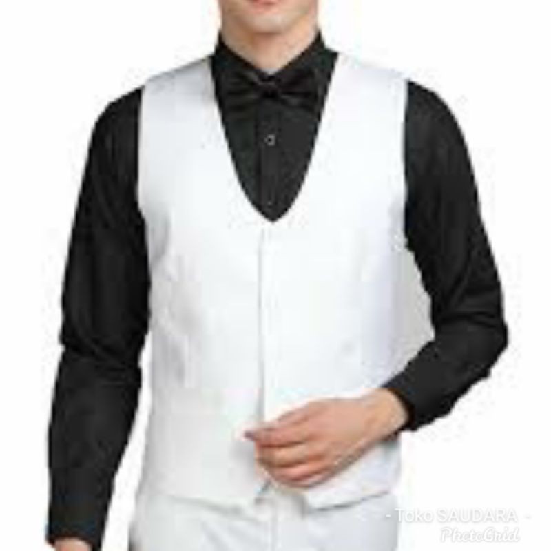 vest rompi formal bahan pria putih