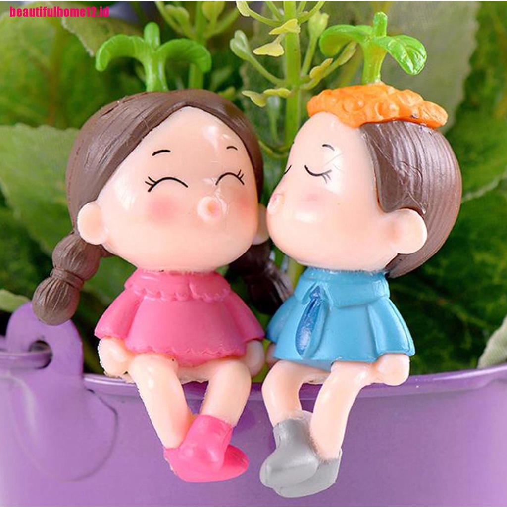 【beautifulhome12.id】1 Pair Resin Miniature Garden Ornament Decor Craft Dollhouse Bonsai Accessories