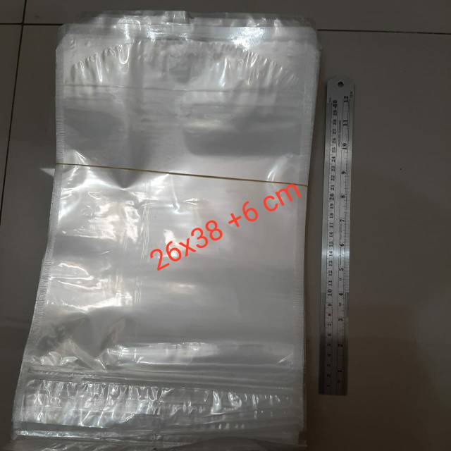 Standing Pouch Transparan 26x38cm Isi 100 pcs Plastik Klip Bening Berdiri Plastik Ziplock Food Grade