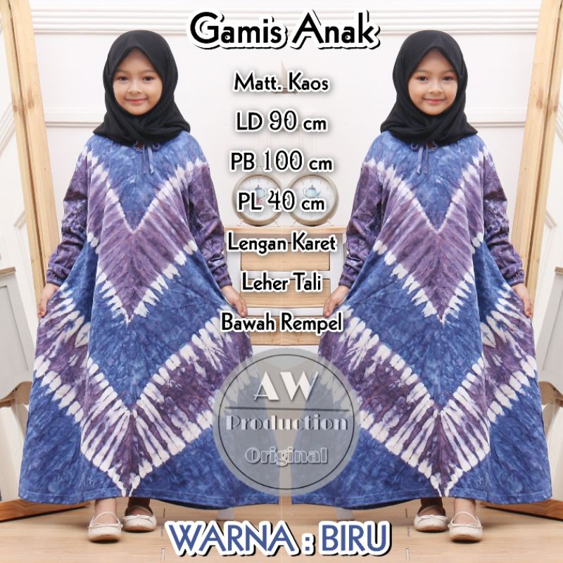 Dress Anak Perempuan Motif Tiedye 10-12 Th Katun Adem Baju Anak Karakter Lucu Cantik Murah Kekinian