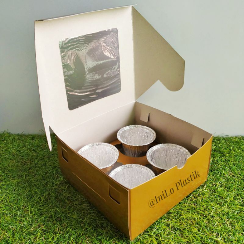 

iDk90 @10pcs Dus Cupcake Lubang 4 / Box Kemasan Kue Cupcake Muffin Lubang 4