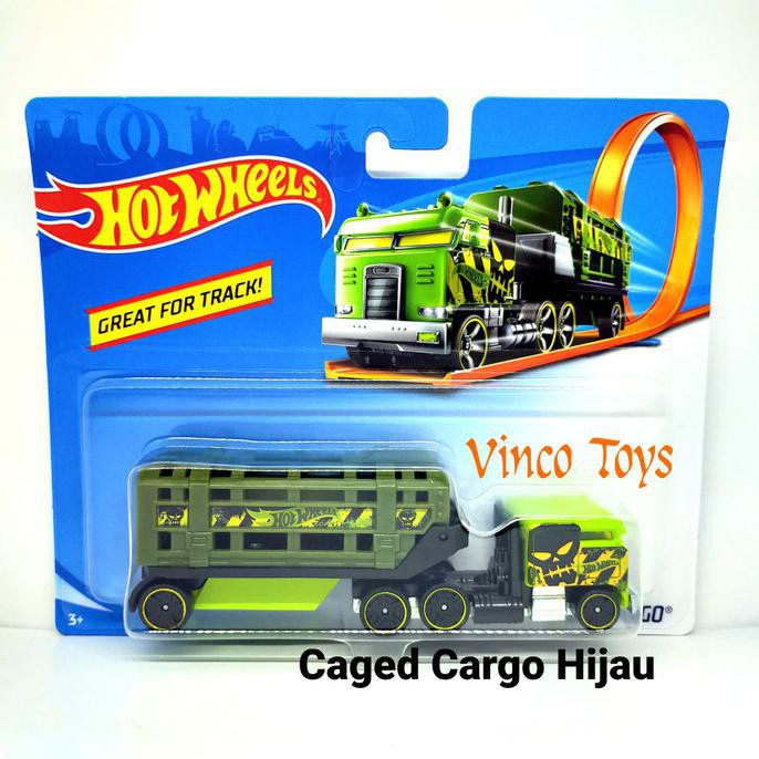 maddox - CAGED CARGO box HIJAU- Hot Wheels GREAT for TRACK truk panjang trailer