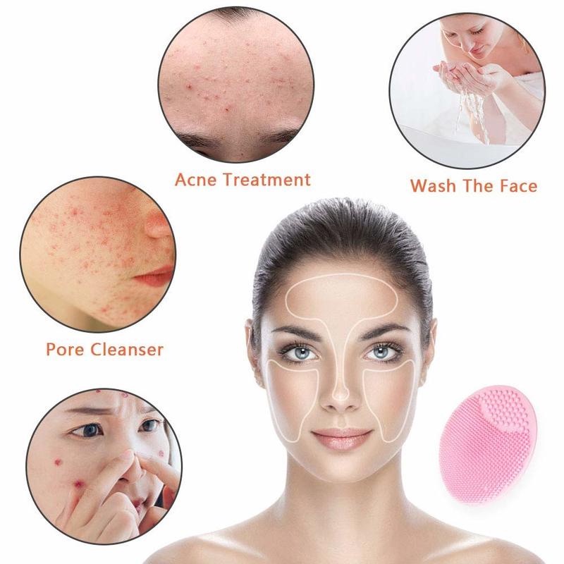 1pc Brush Scrub Pembersih Wajah Bentuk Oval Bahan Silikon Untuk Menghilangkan Komedo