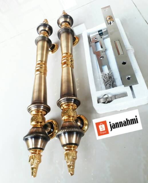 1 set handle kuningan solid + 1 set body kunci