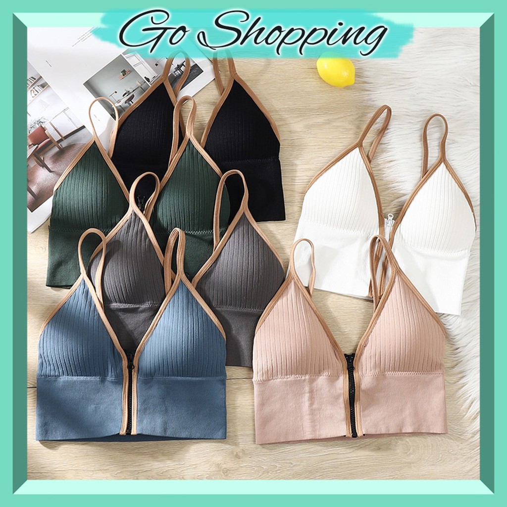 GO! BR423 Sport Bra BH Korea Wanita Model Resleting Tank Top Bra with Zipper Style COD