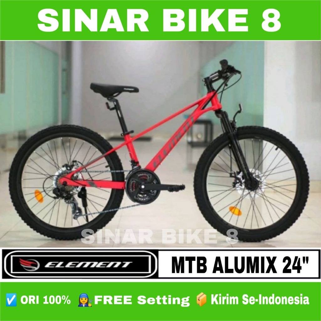 Sepeda Gunung MTB ELEMET ALUMIX Ukuran 24 Inch Alloy 24 Speed Rem Cakram