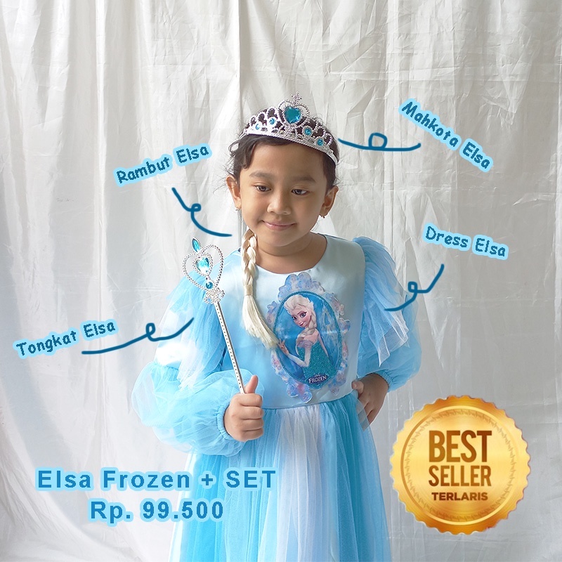 Dress Elsa Frozen 2 Anak 4 5 Tahun Import GRATIS PITA Dress Anak Import Anna Elsa Terbaru Mewah Baju Custome Karakter Elsa Frozen KA107