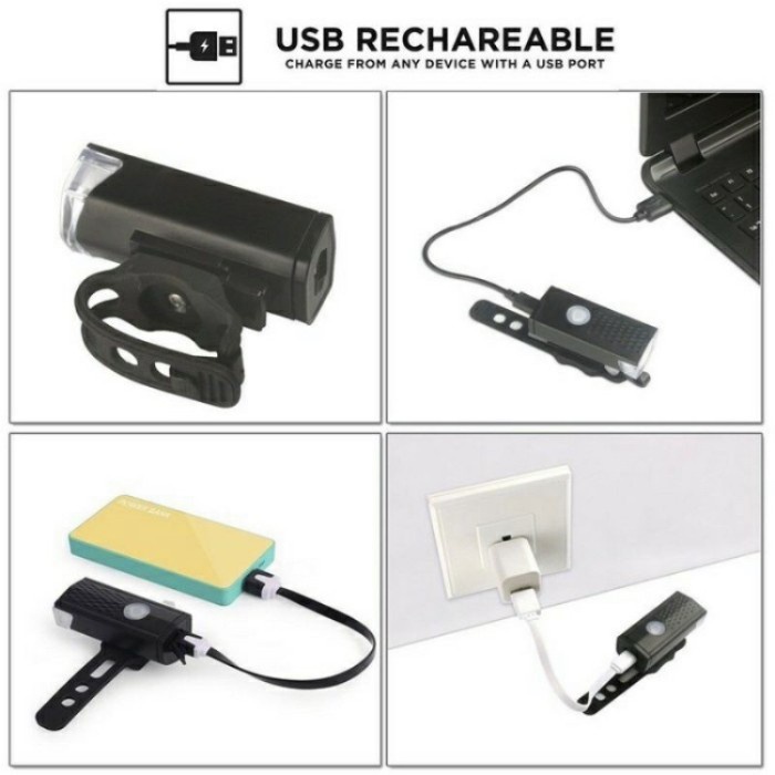 Lampu depan sepeda usb rechargeable 3 mode