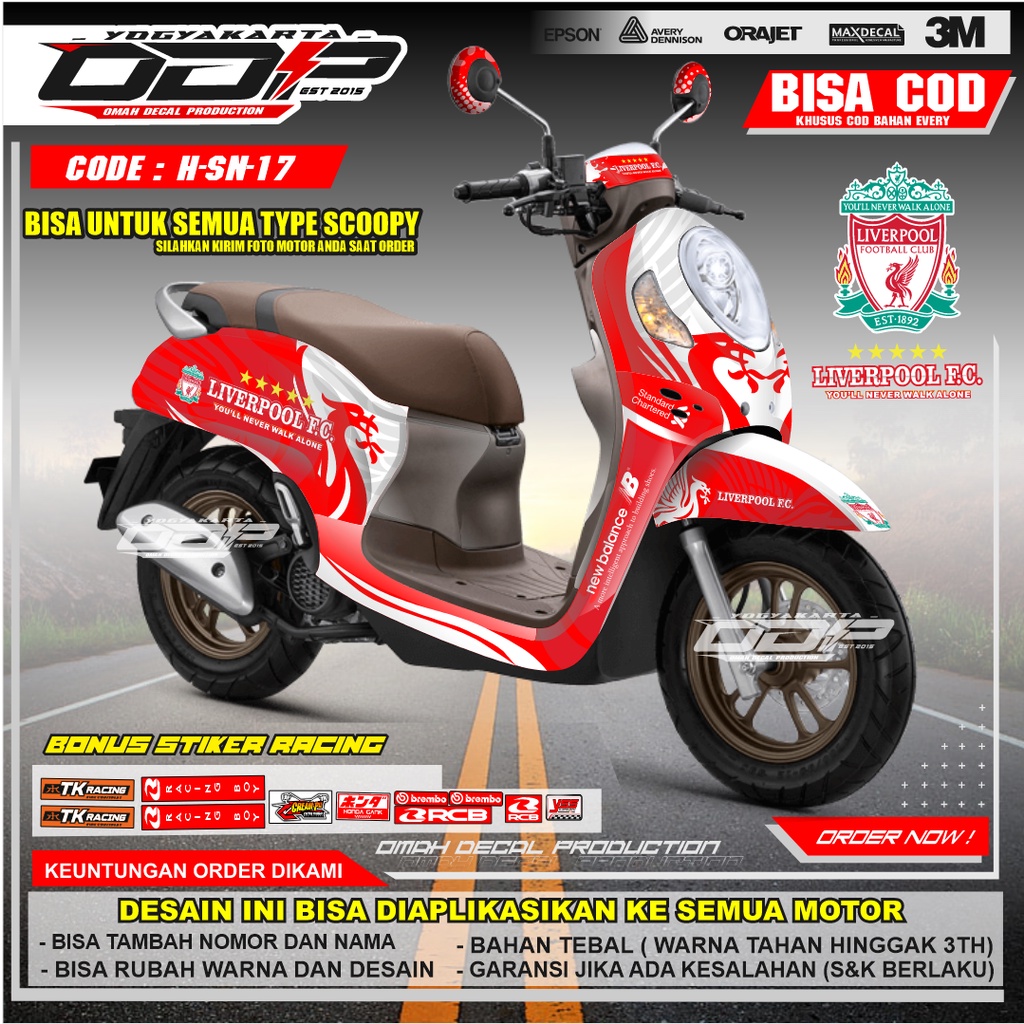 ⭐⭐⭐⭐⭐ VARIASI aksesoris decal  ALL NEW honda scoopy full body dekal stiker striping honda scopy fi e