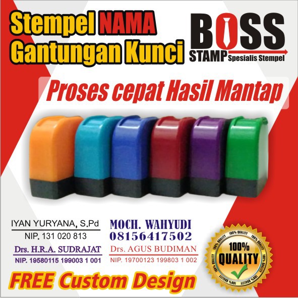 

STEMPEL NAMA PRIBADI/DOKTERJABATAN Gantungan Kunci 1 x 3 cm