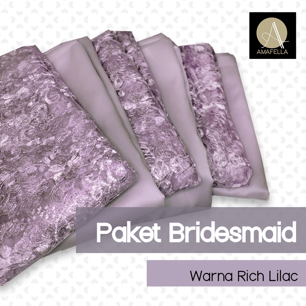 Paket Kain Bridesmaid Seragaman Lamaran Keluarga Lengkap Satin Kebaya Brokat Warna Rich Lilac