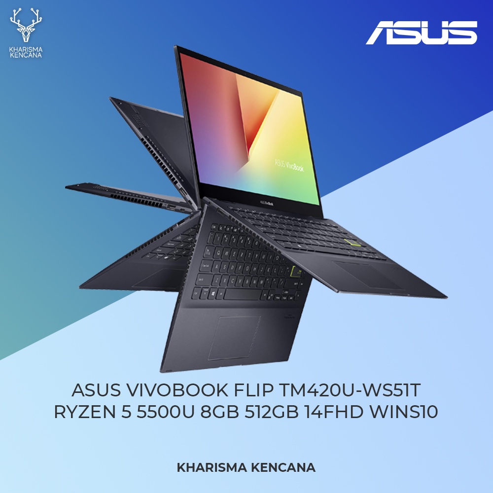 ASUS VIVOBOOK FLIP TM420U-WS51T RYZEN 5 5500U 8GB 512GB 14FHD WINS10
