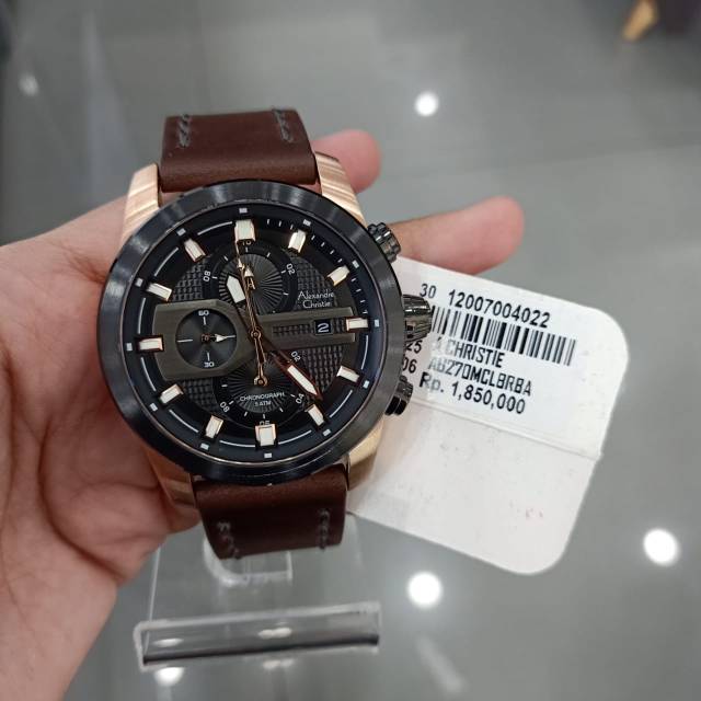 Jam Tangan Pria Sport Alexandre christie Ac 6270 Mc Leather brown Original garansi 1 tahun resmi