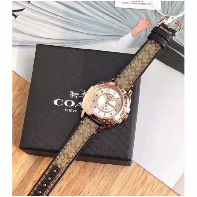 Coach Leather Strap Rose Gold Women (14502202)