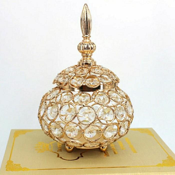 Toples Mahkota Kristal Glamour Gaya Retro Pajangan Dekorasi