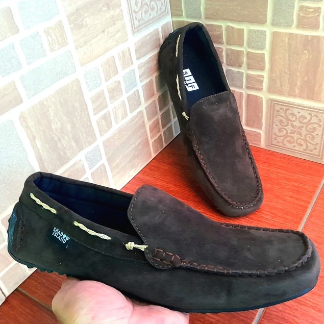 Slip on original pria 100% casual formal santai original handmade bahan suede / sepatu slop kasual cowok keren modis ori lokal