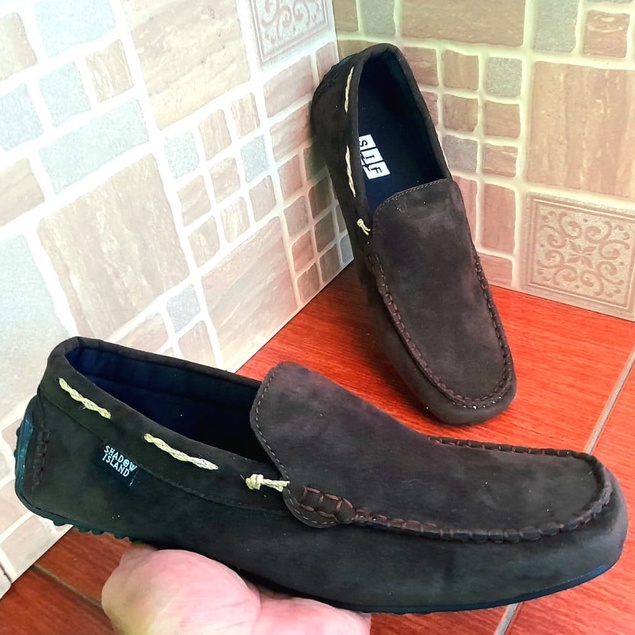 Slip on original pria 100% casual formal santai original handmade bahan suede / sepatu slop kasual cowok keren modis ori lokal