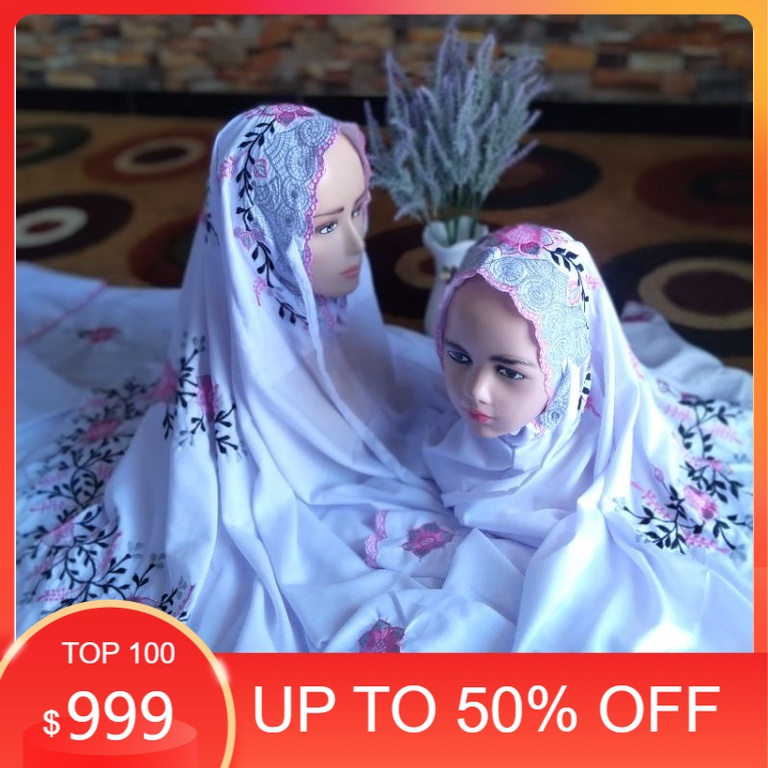 Mukena COUPLE LAJURAN BORDIR POLINO SILK MUKENA LAJURAN MUKENA TERUSAN MUKENA BORDIR