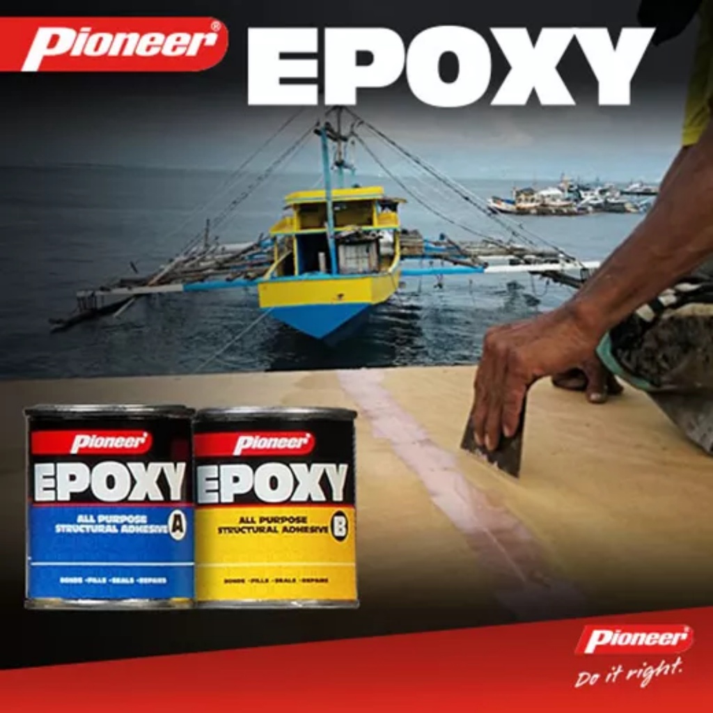 Lem Perekat Anti Bocor Epoxy Pioneer All Purpose 292 gram 1/4 Pint Tambal Kolam Kapal Toren Dempul Nat Keramik Rembes