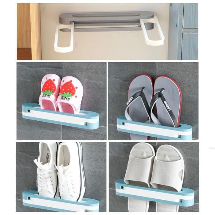 Rak Sepatu Tempel Dinding 3in1 Rack slipper sendal handuk anak kost