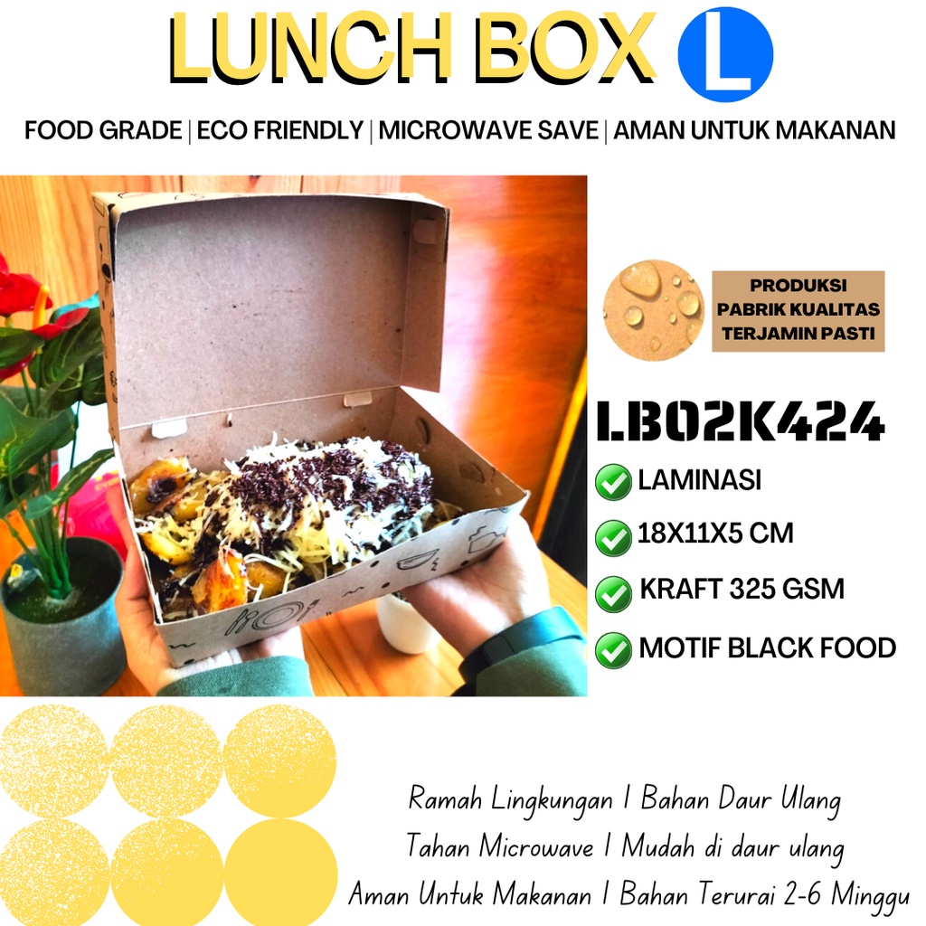 Paper Lunch Box Large Tebal 325 Gsm  (LB2K424-Laminasi)