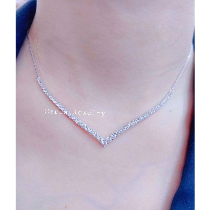 Kalung Perak Asli Silver 925 Lapis Emas Putih Model Berlian/Kalung Aurel/Kalung Nagita/Kalung Vanessa - Perhiasan Perak Wanita