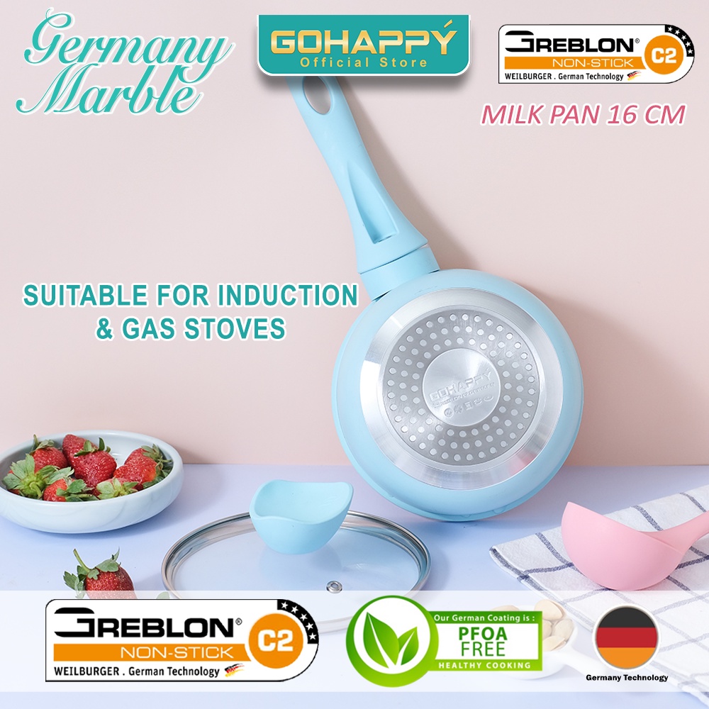 PANCI SAUCE PAN/PANCI SUSU MILK GLOW PAN GOHAPPY Germany Marble pastel pink tosca color GH-G70