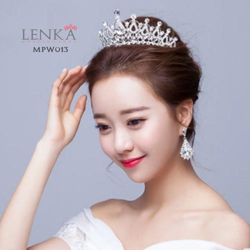 LENKA Mahkota Pengantin Wedding Crown Hiasan Rambut Aksesoris Sanggul Wanita MPW013