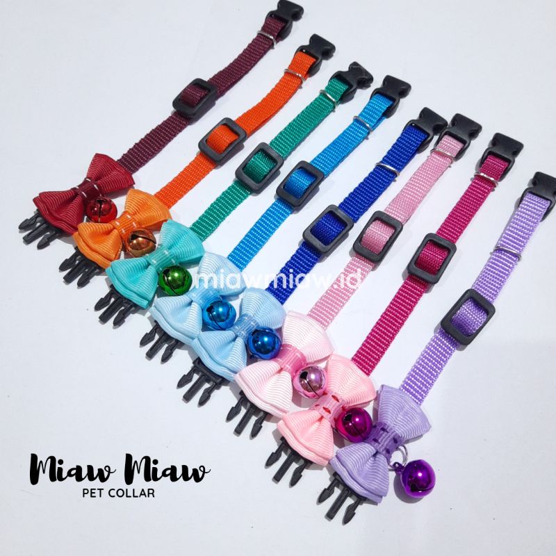 Kalung Kucing Pita Mini Lonceng 14mm Kitten Adult by Miaw Miaw