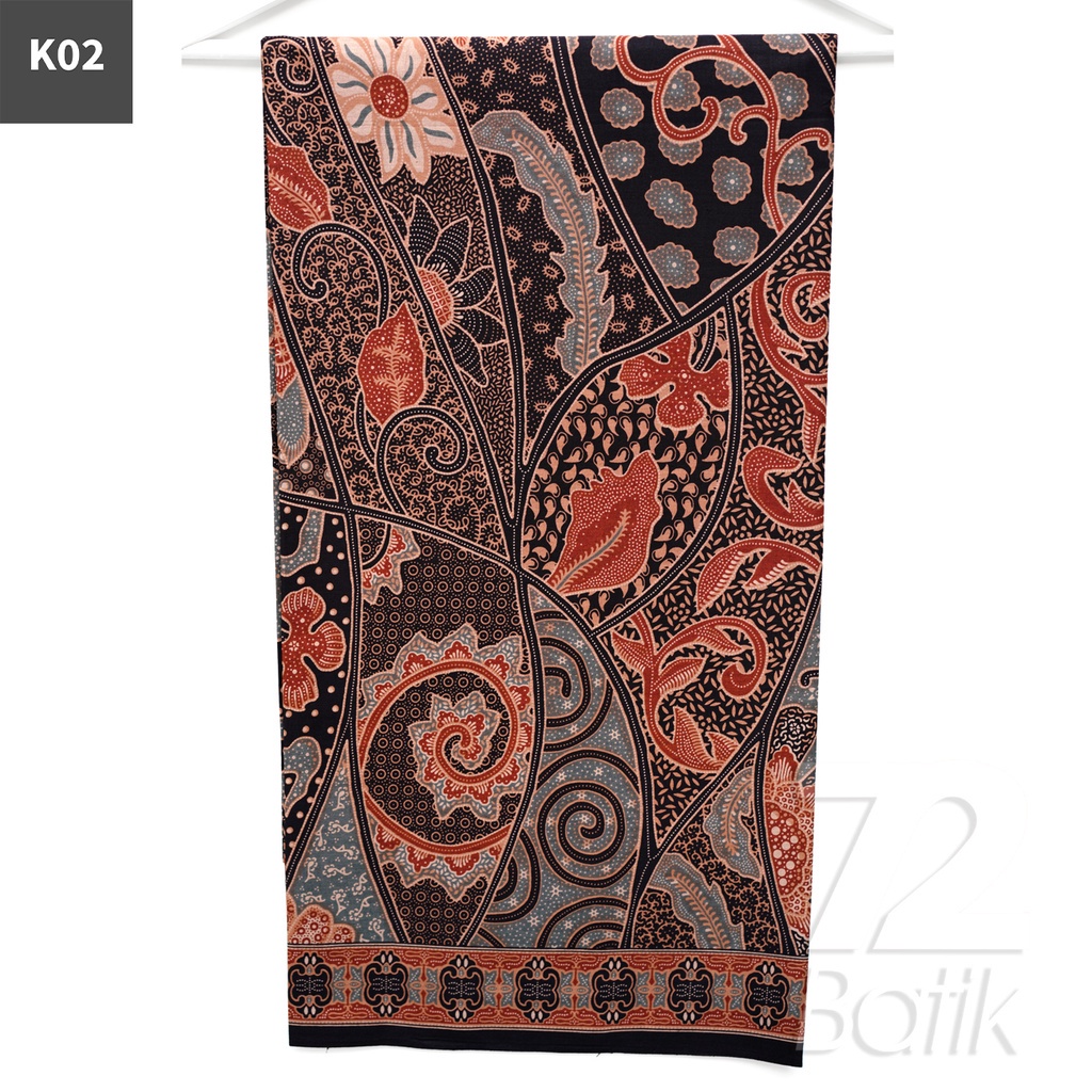 KAIN BATIK PREMIUM Bahan Katun Motif Kembang Bali Warna Merah 721214 Cap 72 Jarik Jarit Samping Kebat Panjang Batik Katun Modern Premium Bahan Seragam Batik Pernikahan Kantor Keluarga Murah Kamen Jadi Batik Bali Lembaran