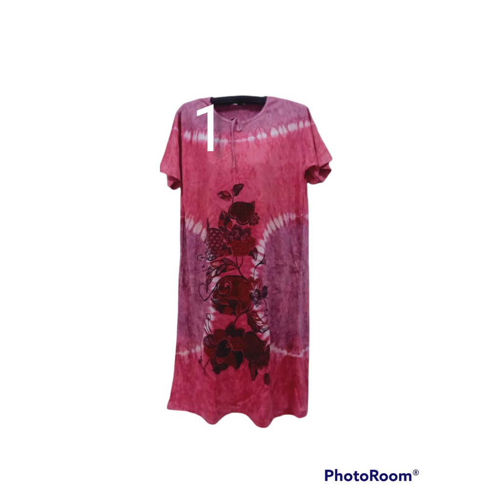 Daster kaos batik kencana ungu prabu - daster pendek batik kaos - daster remaja