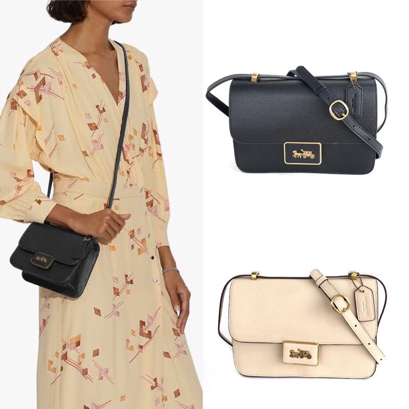 Coach alie leather shoulder bag tas selempang black ivory slingbag kulit original authentic asli