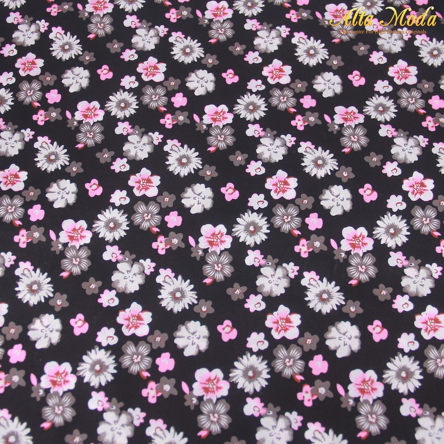 

Alta Moda Katun Motif Hitam Motif Bunga Pink (1M)