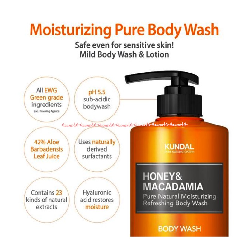 Kundal Honey &amp; Macadamia 500ml Moisturising Refreshing Body Wash Sabun Cair badan