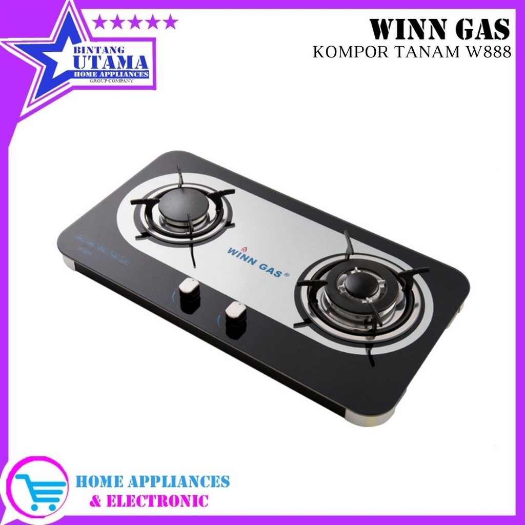(COD) KOMPOR GAS TANAM WINN GAS W 888 / W888 / W-888 (2 TUNGKU) / WINN GAS KOMPOR TANAM (GARANSI RES