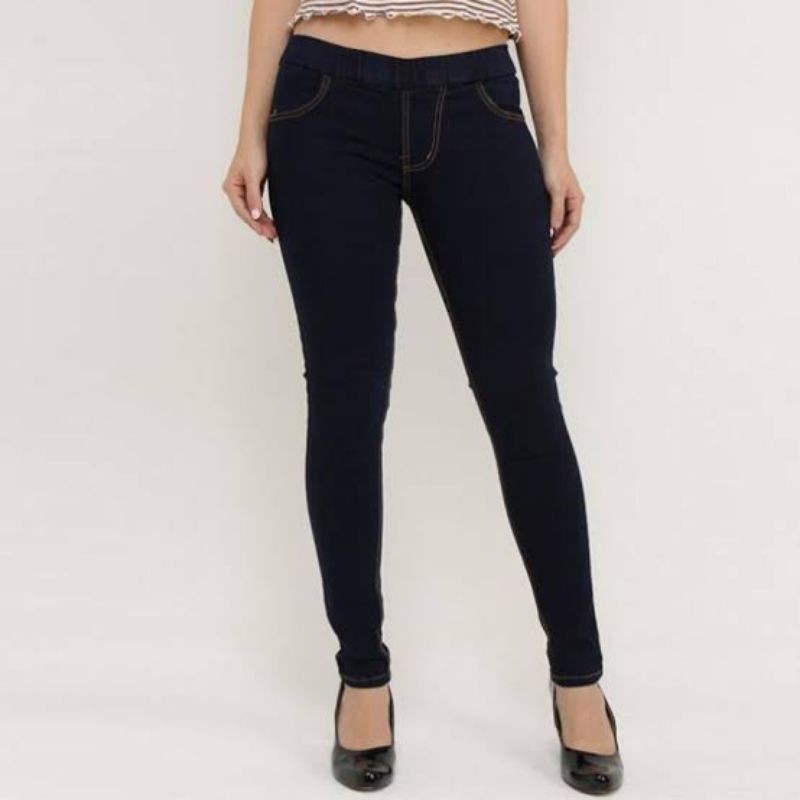 Jegging Wanita Jumbo - Legging Jeans - Jeging - Leging - Warna Hitam - JGN