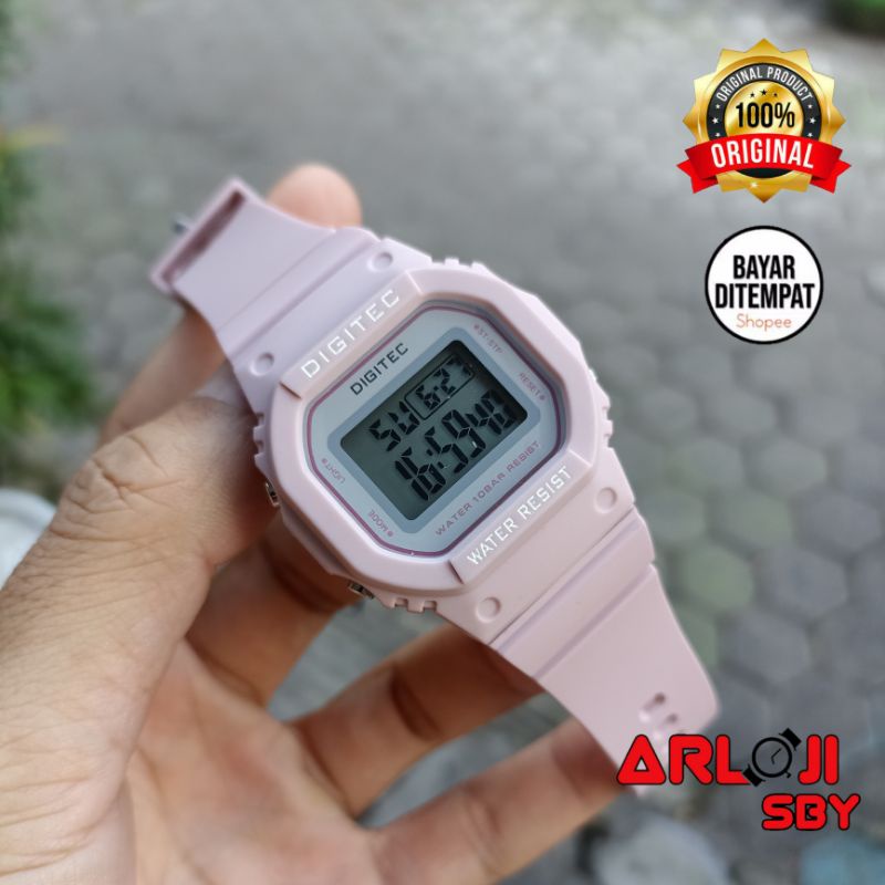 JAM  TANGAN WANITA DIGITEC DG 7024 ORIGINAL TAHAN AIR 10 BAR LILAC RUBBER DIGITAL DISPLAY